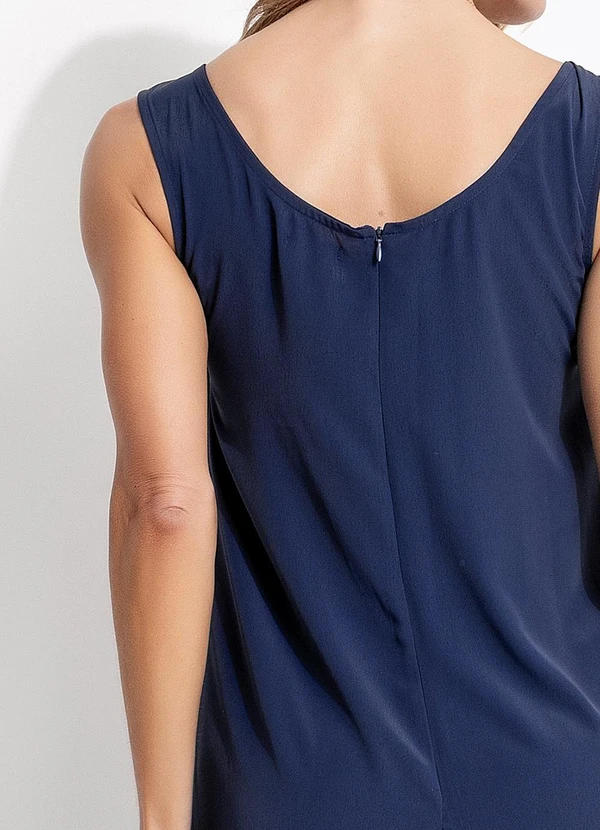 Quintess - Macacão Azul Marinho em Crepe Plano 8