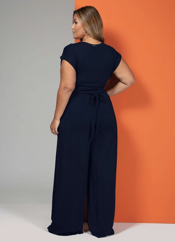 Quintess - Macacão Azul Marinho em Malha de Viscose 11