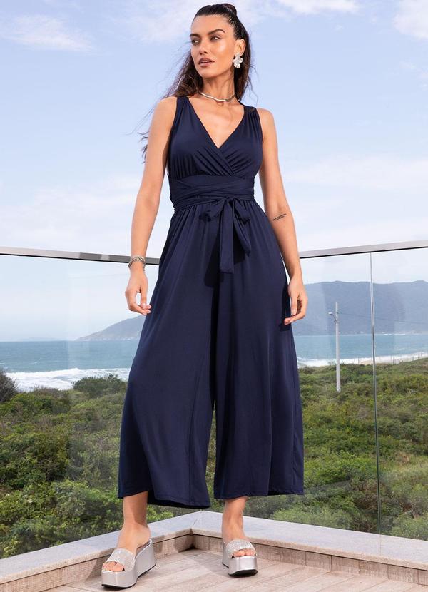 Quintess - Macacão Azul Marinho em Malha Fria 3