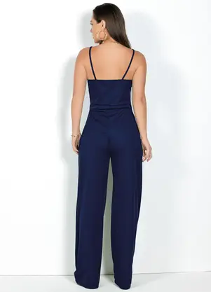 Moda Pop - Macacão Azul Marinho em Malha - MODA POP