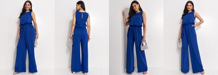 Macaco Azul Royal em Malha Anarruga