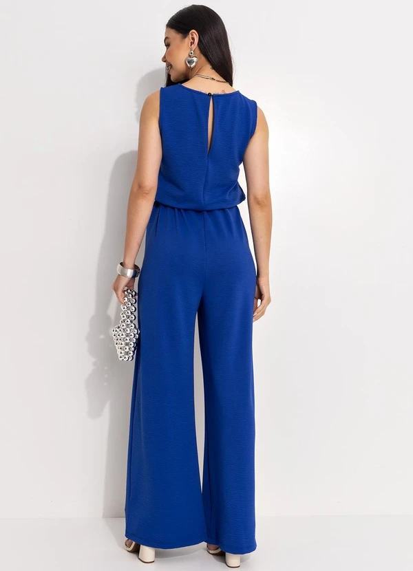 Quintess - Macacão Azul Royal em Malha Anarruga 5