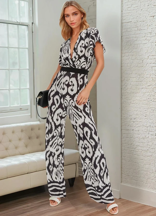 bonprix - Macacão Barrado Étnico em Malha Fria