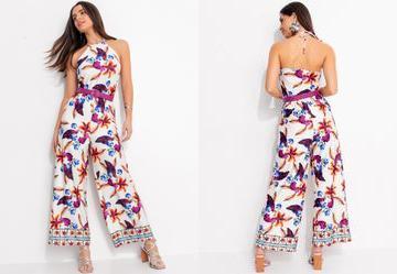 Macaco Barrado Floral em Malha Fria