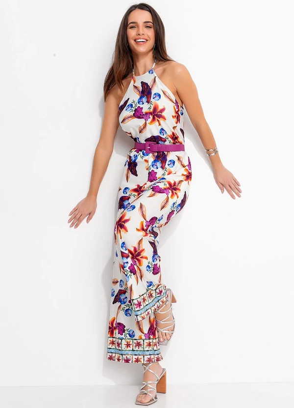 Quintess - Macacão Barrado Floral em Malha Fria 5