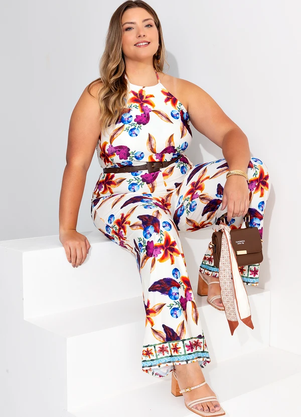 Quintess - Macacão Barrado Floral em Malha Fria 9