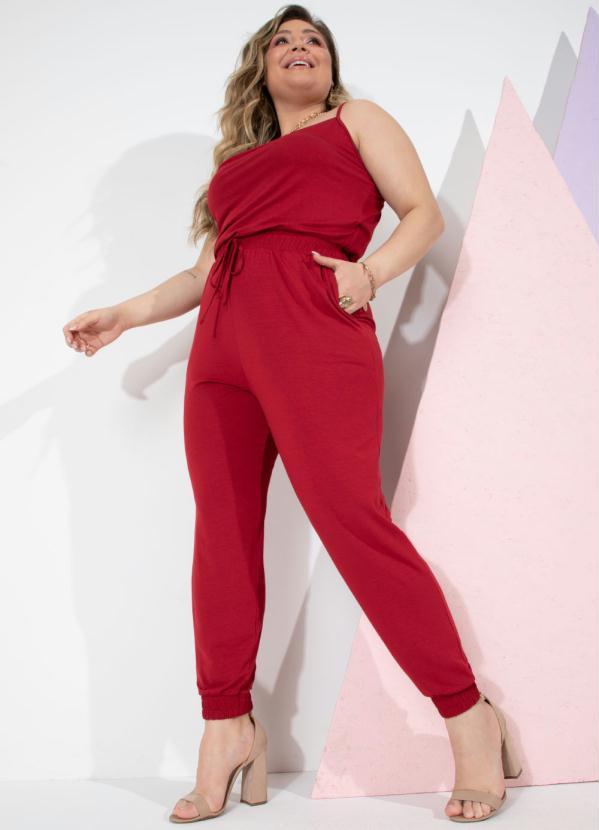 Quintess - Macacão Bordô com Decote Degagê e Bolsos 7