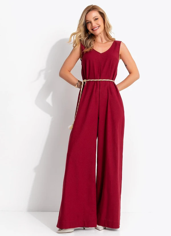 Quintess - Macacão Bordô em Linho 5