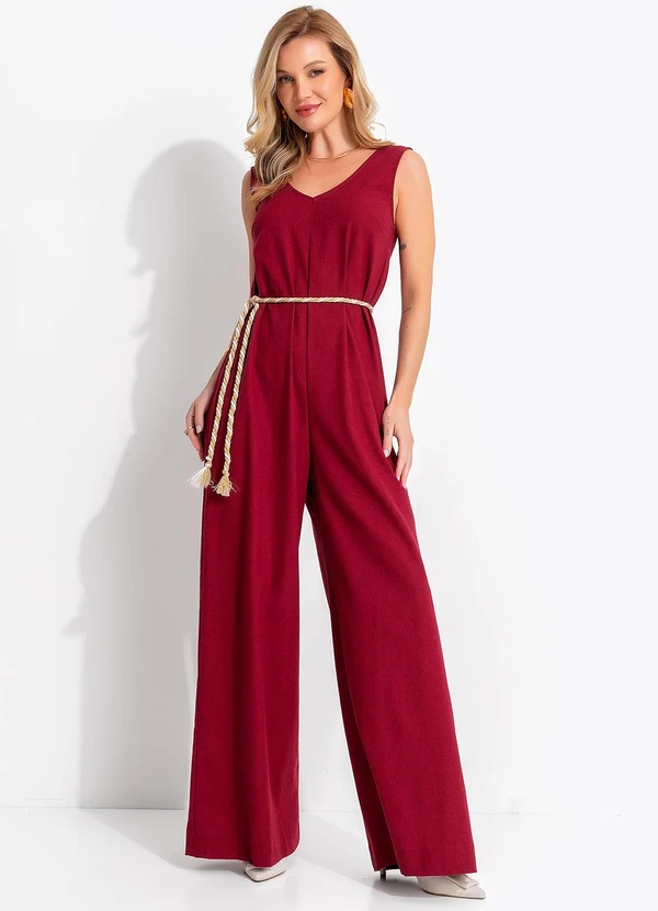 Quintess - Macacão Bordô em Linho 6