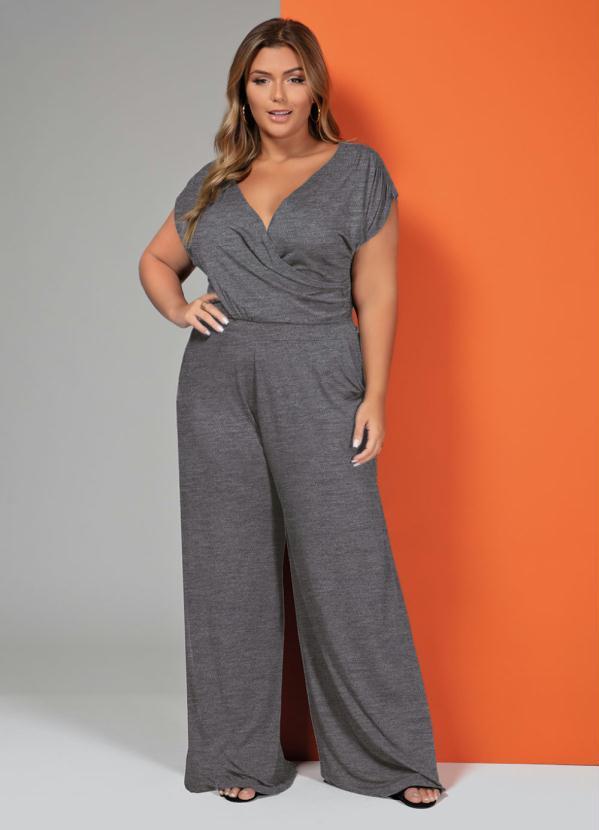 Quintess - Macacão Chumbo Longo com Bolsos e Faixa 6