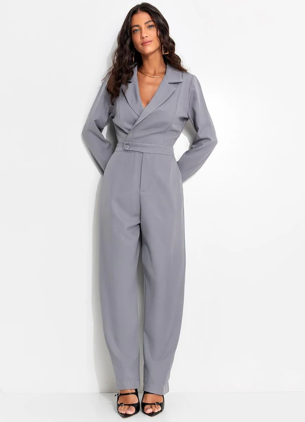 Quintess - Macacão Cinza em Alfaiataria 4