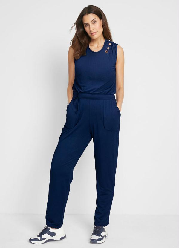 Outlet - Macacão com Amarração Azul Marinho 2