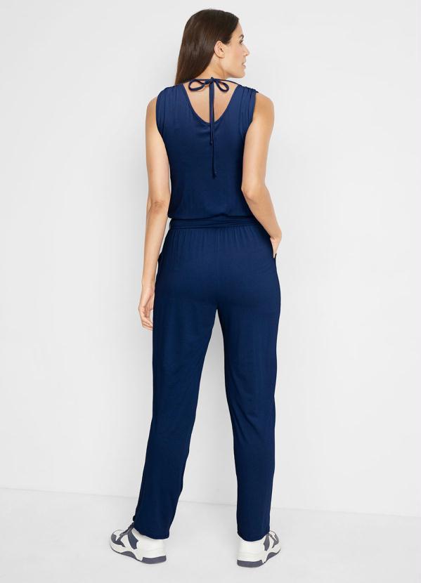 Outlet - Macacão com Amarração Azul Marinho 3