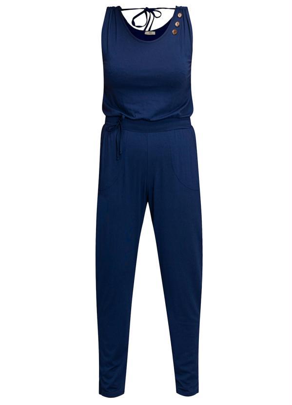 Outlet - Macacão com Amarração Azul Marinho 4