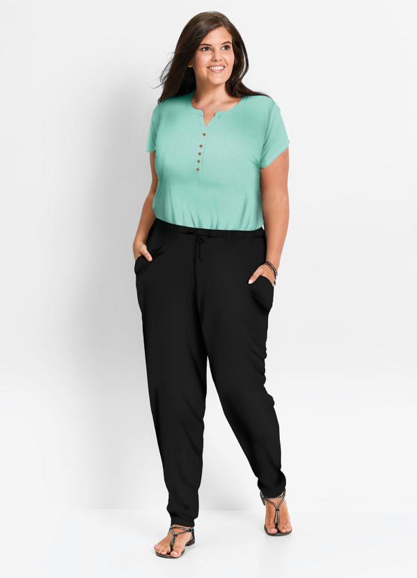 bonprix - Macacão com Amarração Preto/Verde Candy 5