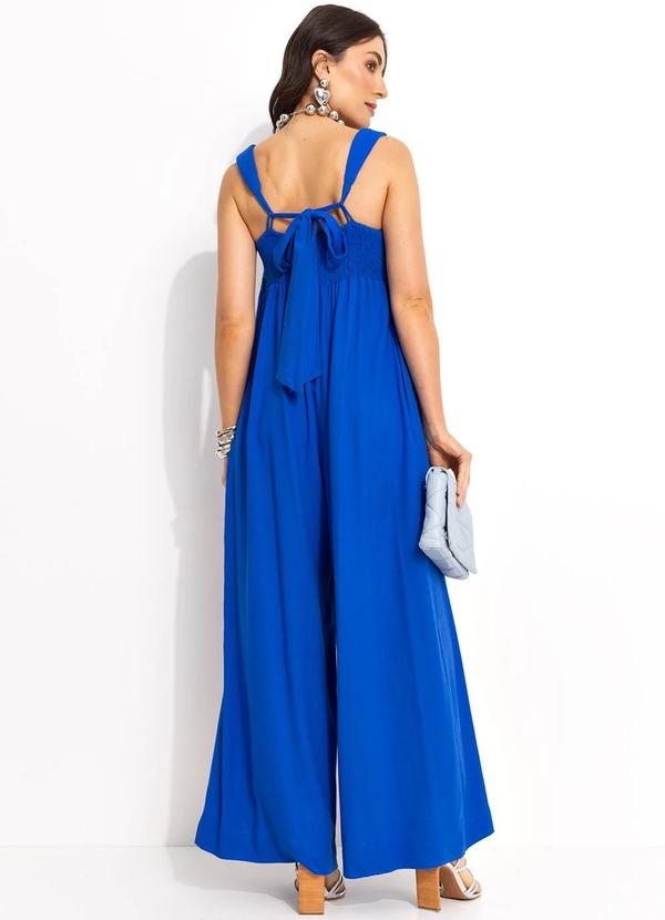 Farm - Macacão com Pregas em Viscolinho Azul 2