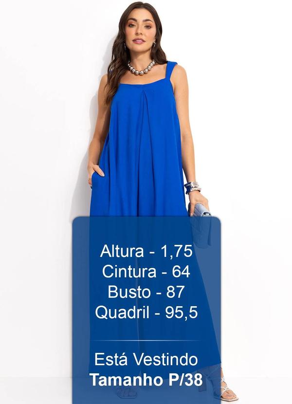 Farm - Macacão com Pregas em Viscolinho Azul 5