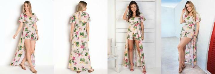 Macaco com Sobreposio Alongada Floral