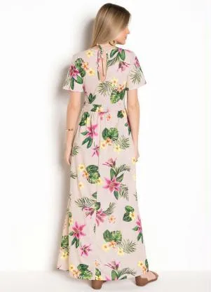 Moda Pop - Macacão com Sobreposição Alongada Floral - MODA POP