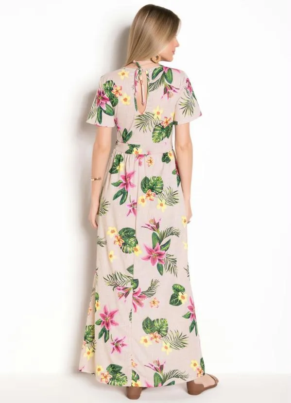 Moda Pop - Macacão com Sobreposição Alongada Floral 2