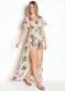 Moda Pop - Macacão com Sobreposição Alongada Floral - variação: Floral