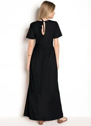 Moda Pop - Macacão com Sobreposição Alongada Preta - MODA POP