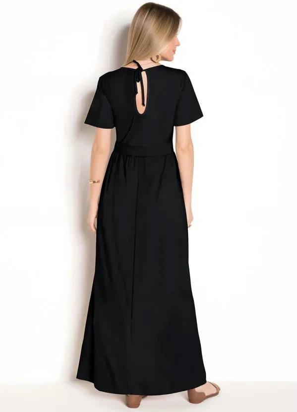 Moda Pop - Macacão com Sobreposição Alongada Preta 2