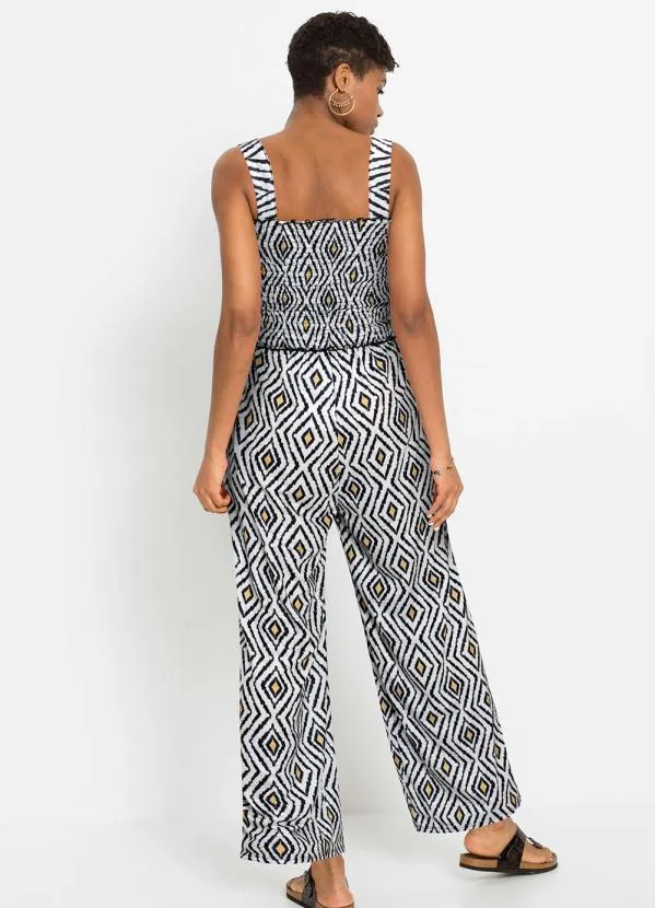 bonprix - Macacão de Alça Geométrico Preto 3