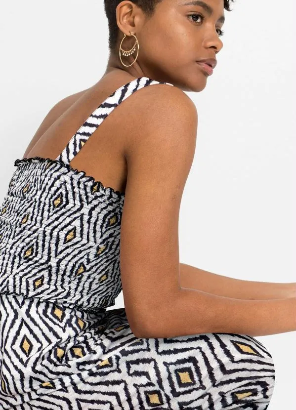 bonprix - Macacão de Alça Geométrico Preto 2