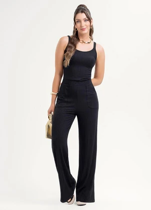 Habana - Macacão em Canelado Preto - HABANA