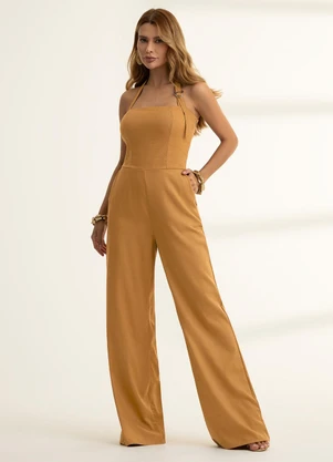 Gris - Macacão em Linho Marrom - GRIS