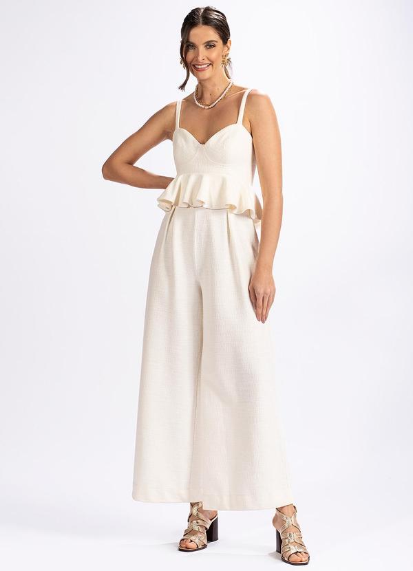 Farm - Macacão em Tweed Off White