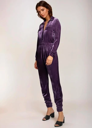 bonprix - Macacão em Veludo Purple - BONPRIX