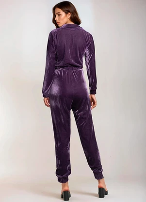 bonprix - Macacão em Veludo Purple - BONPRIX