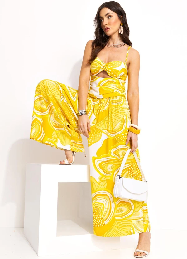 Farm - Macacão em Viscolinho Amarelo 3