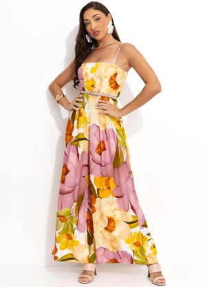 Farm - Macacão em Viscolinho Bege - FARM