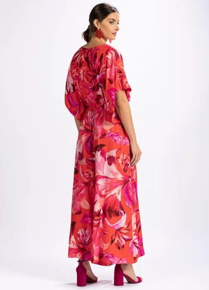Farm - Macacão em Viscose Tropicarte Vermelho - FARM