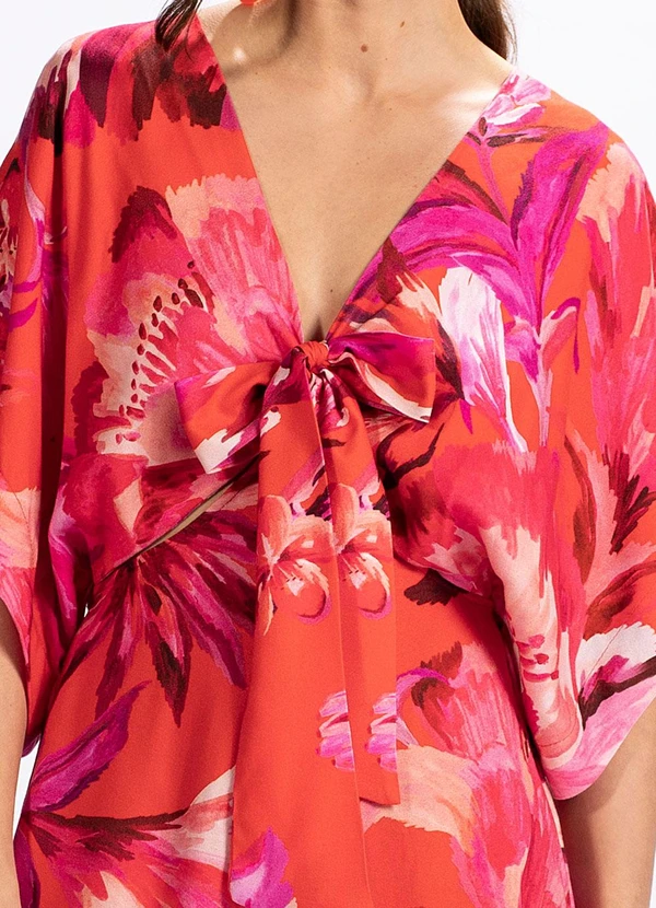 Farm - Macacão em Viscose Tropicarte Vermelho 3