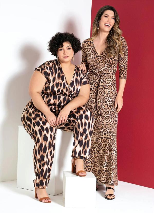 Outlet - Macacão Estampado de Onça Marrom 11