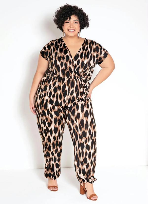 Outlet - Macacão Estampado de Onça Marrom 6