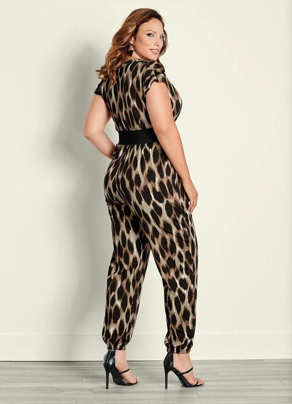 Outlet - Macacão Estampado de Onça Marrom 9