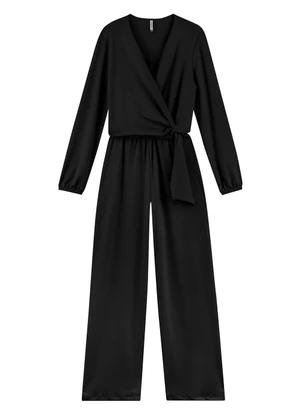 Marialícia - Macacão Feminino Amarração Preto - MARIALÍCIA