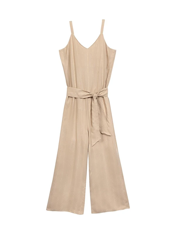 Marialícia - Macacão Feminino Pantacourt Bege