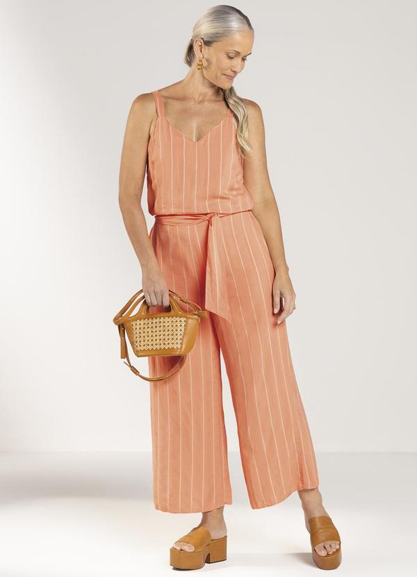 Marialícia - Macacão Feminino Pantacourt Laranja 2