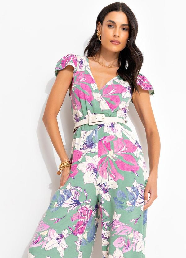 Quintess - Macacão Floral Artístico em Malha de Viscose 5