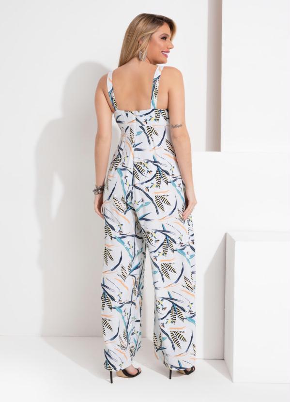 Outlet - Macacão Floral Azul com Fendas 3