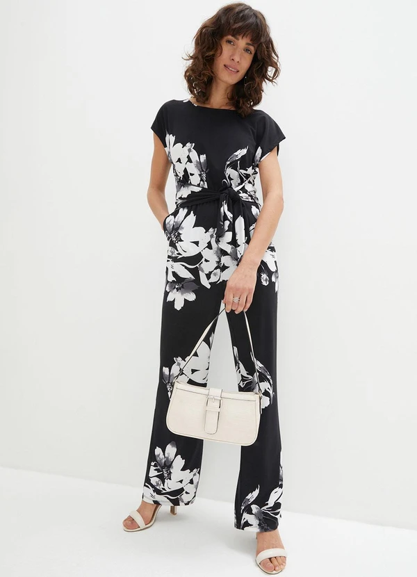 bonprix - Macacão Floral Dark em Malha Fria