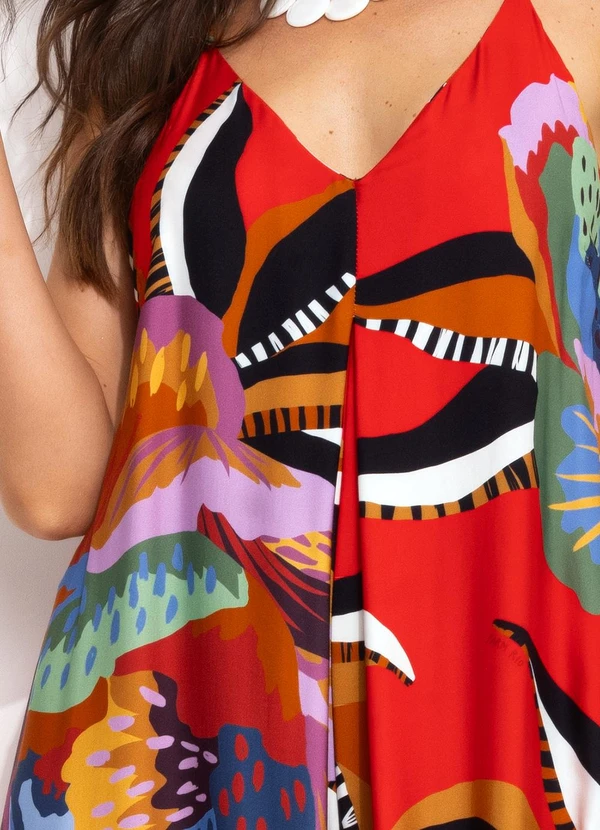 Farm - Macacão Floral em Viscose Vermelho 7