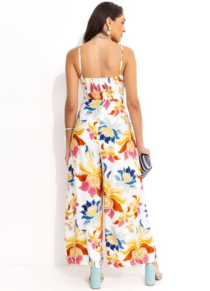 Farm - Macacão  Floral Majestoso Off White - FARM