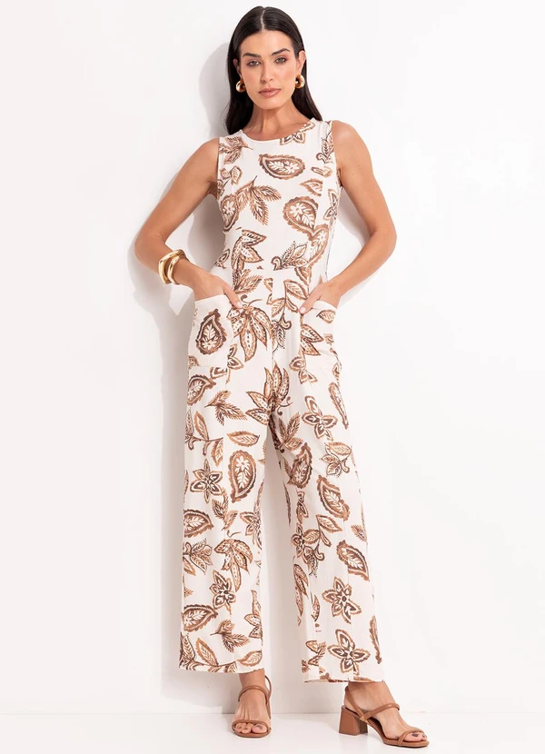 Quintess - Macacão Floral Paisley em Malha de Viscose 3